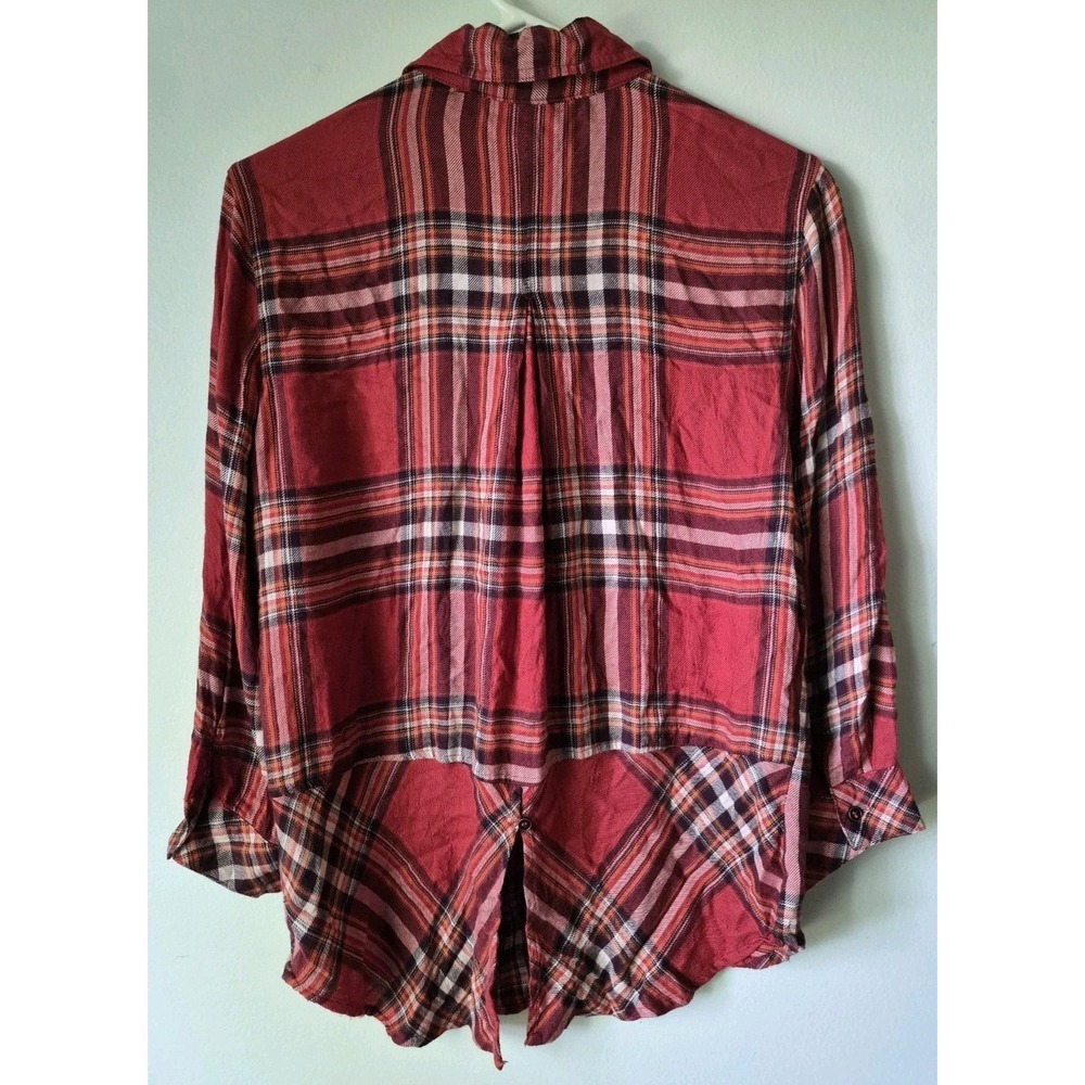 Hester & Orchard Shirt Women's Small 3/4 Sleeve Western  Button Down Red Plaid - Picture 2 of 5